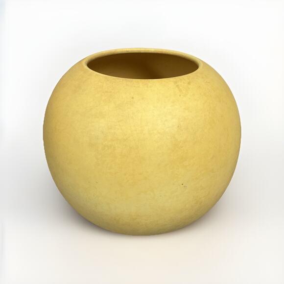 Vintage Yellow Ceramic Spherical Vase - 6”H - Picture 1 of 5